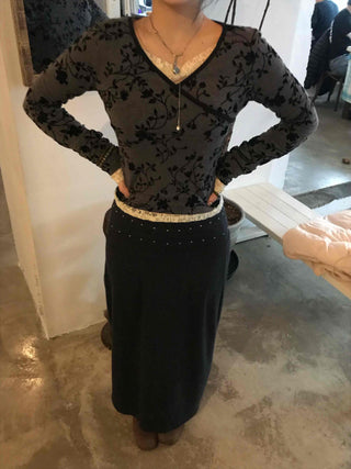 Studded Waistband Maxi Skirt