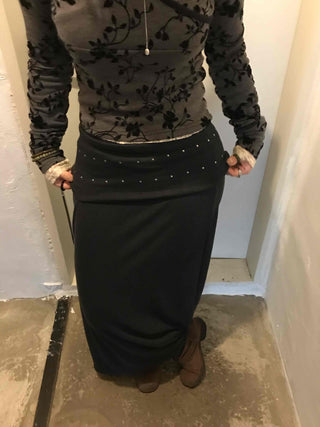 Studded Waistband Maxi Skirt