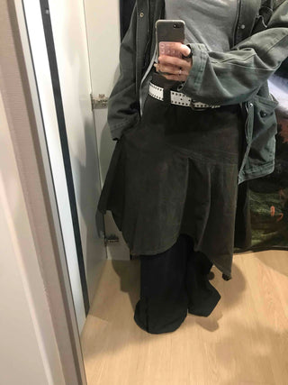 Asymmetrical Washed Flare Skirt