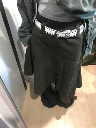 Asymmetrical Washed Flare Skirt