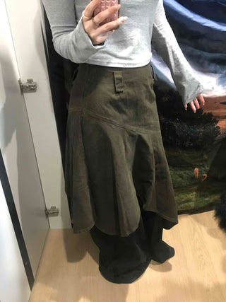 Asymmetrical Washed Flare Skirt