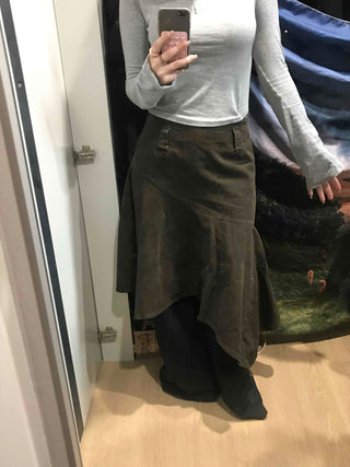 Asymmetrical Washed Flare Skirt