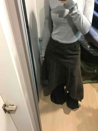 Asymmetrical Washed Flare Skirt