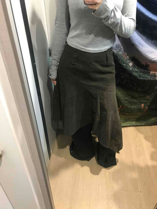 Asymmetrical Washed Flare Skirt