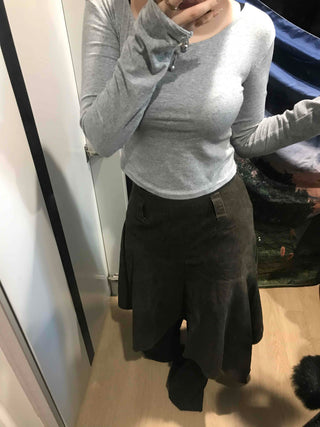 Asymmetrical Washed Flare Skirt