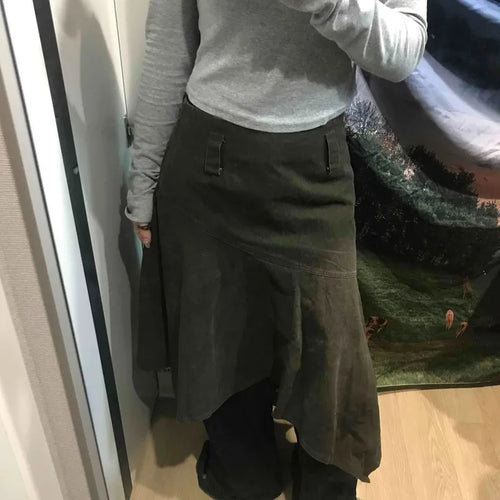 Asymmetrical Washed Flare Skirt
