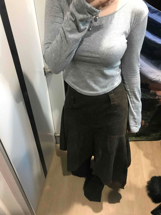 Asymmetrical Washed Flare Skirt