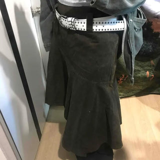 Asymmetrical Washed Flare Skirt