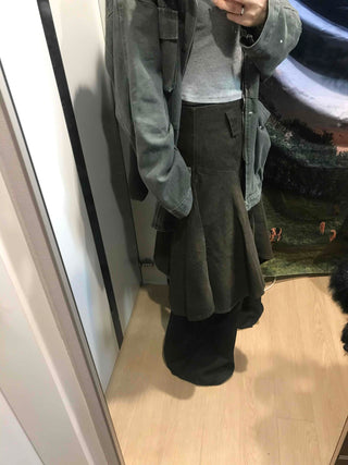 Asymmetrical Washed Flare Skirt