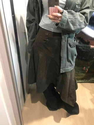 Asymmetrical Washed Flare Skirt