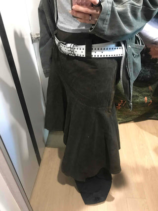Asymmetrical Washed Flare Skirt