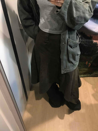 Asymmetrical Washed Flare Skirt