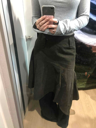 Asymmetrical Washed Flare Skirt