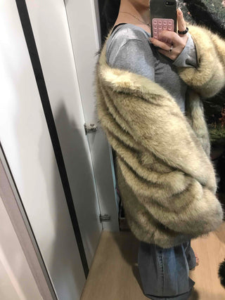 Mink Texture Hooded Fur Coat