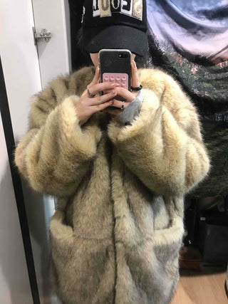 Mink Texture Hooded Fur Coat