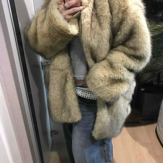 Mink Texture Hooded Fur Coat