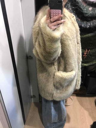 Mink Texture Hooded Fur Coat