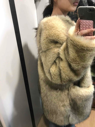 Mink Texture Hooded Fur Coat
