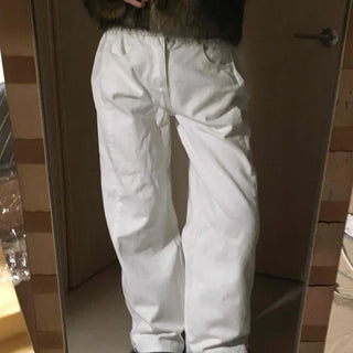 Elastic Waist Straight Fit Loose Cotton Long Pants