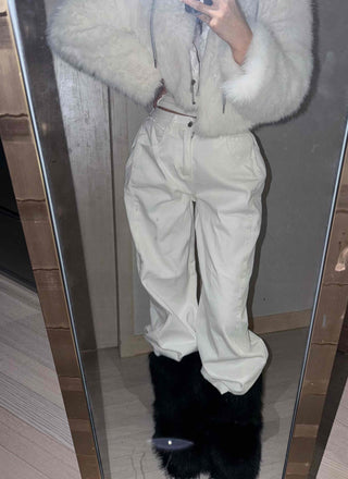Elastic Waist Straight Fit Loose Cotton Long Pants