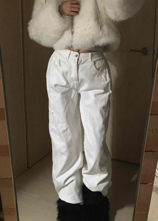 Elastic Waist Straight Fit Loose Cotton Long Pants
