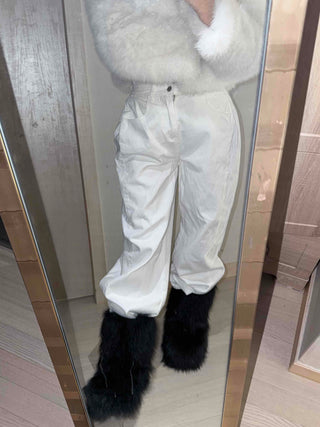 Elastic Waist Straight Fit Loose Cotton Long Pants