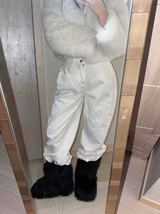Elastic Waist Straight Fit Loose Cotton Long Pants