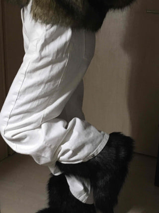 Elastic Waist Straight Fit Loose Cotton Long Pants