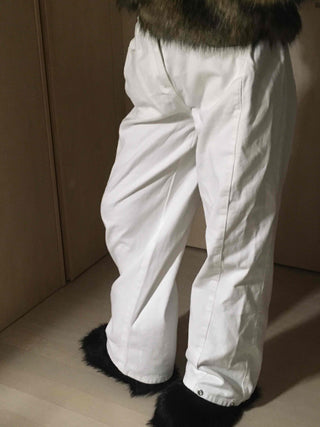 Elastic Waist Straight Fit Loose Cotton Long Pants