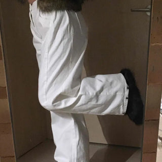 Elastic Waist Straight Fit Loose Cotton Long Pants