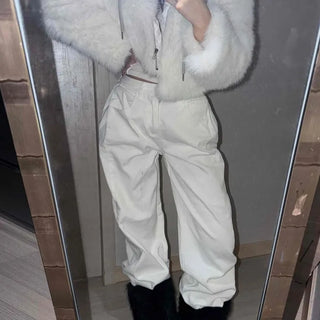 Elastic Waist Straight Fit Loose Cotton Long Pants