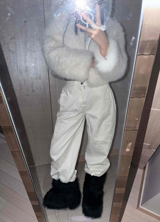 Elastic Waist Straight Fit Loose Cotton Long Pants