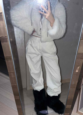 Elastic Waist Straight Fit Loose Cotton Long Pants