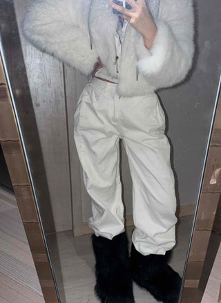 Elastic Waist Straight Fit Loose Cotton Long Pants