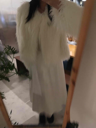 Fluffy Feather Kaftan Open Long Jacket