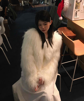Fluffy Feather Kaftan Open Long Jacket