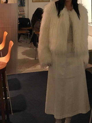 Fluffy Feather Kaftan Open Long Jacket