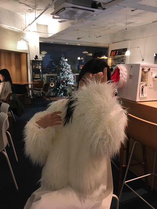 Fluffy Feather Kaftan Open Long Jacket