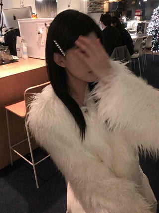 Fluffy Feather Kaftan Open Long Jacket