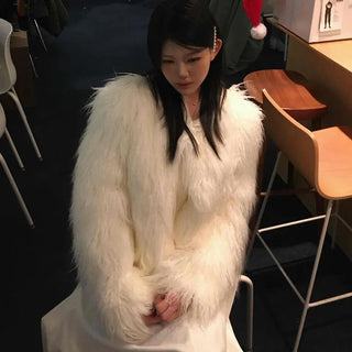 Fluffy Feather Kaftan Open Long Jacket
