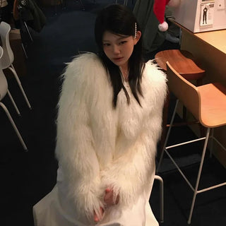 Fluffy Feather Kaftan Open Long Jacket