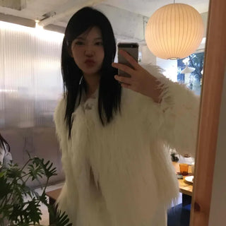 Fluffy Feather Kaftan Open Long Jacket