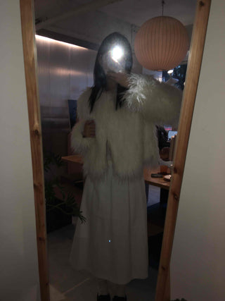 Fluffy Feather Kaftan Open Long Jacket