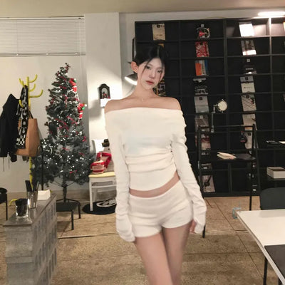 Daily Sweat Cropped Off-Shoulder Two-Piece Set