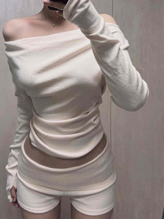 Daily Sweat Cropped Off-Shoulder Two-Piece Set