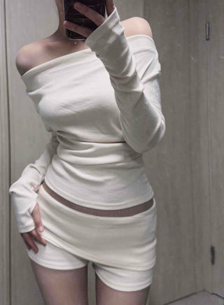 Daily Sweat Cropped Off-Shoulder Two-Piece Set