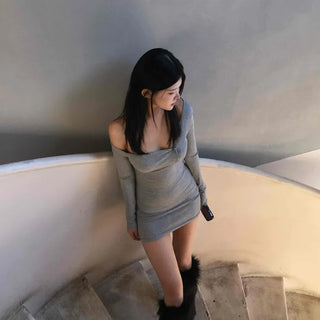Sensual Bodyline Button Slim Fit Ribbed Dress