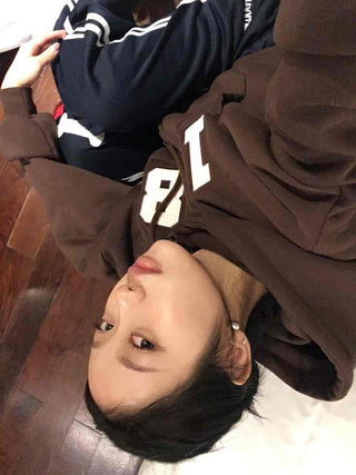 Lettering Vintage Campus Oversized Zip-Up Hoodie