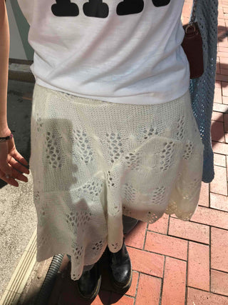 Romantic Cotton Crochet A-Line Midi Skirt