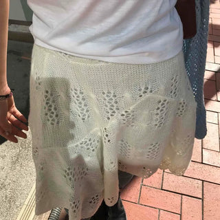 Romantic Cotton Crochet A-Line Midi Skirt